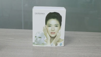 Mascarilla Facial LED Terapia de Fotones, Dispositivo de Belleza Recargable USB Antienvejecimiento Rejuvenecimiento de la Piel Lifting Facial Blanqueamiento Mascarilla Facial LED con 7 Colores de Luz