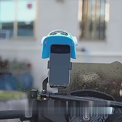 Motorcycle Bike Phone Holder Rain & Sun Shield – 360° Rotating Bike Handlebar Mount for Electric Bicycle, Scooter & Motorcycle Cartoon Helmet Phone Sunshade Umbrella Phone Bracket